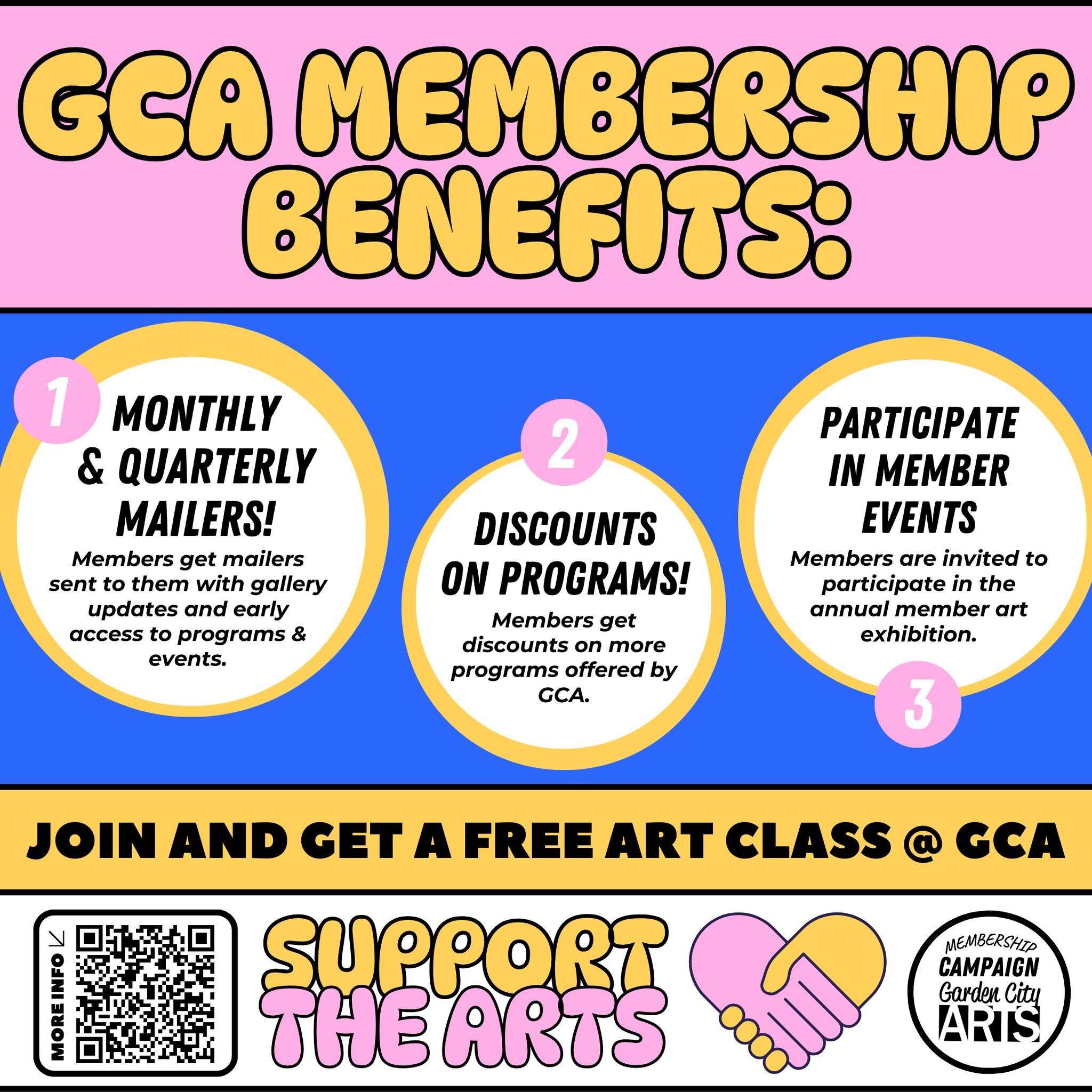 Supporting Garden City Arts not only benefits our community, BUT has several personal benefits. If you donate before April 30th during our Spring Membership Campaign, you'll get the extra perk of a free class. Donate today here: https://gardencityart