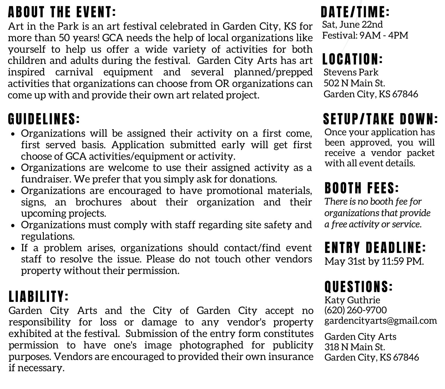 Art in the Park — Garden City Arts