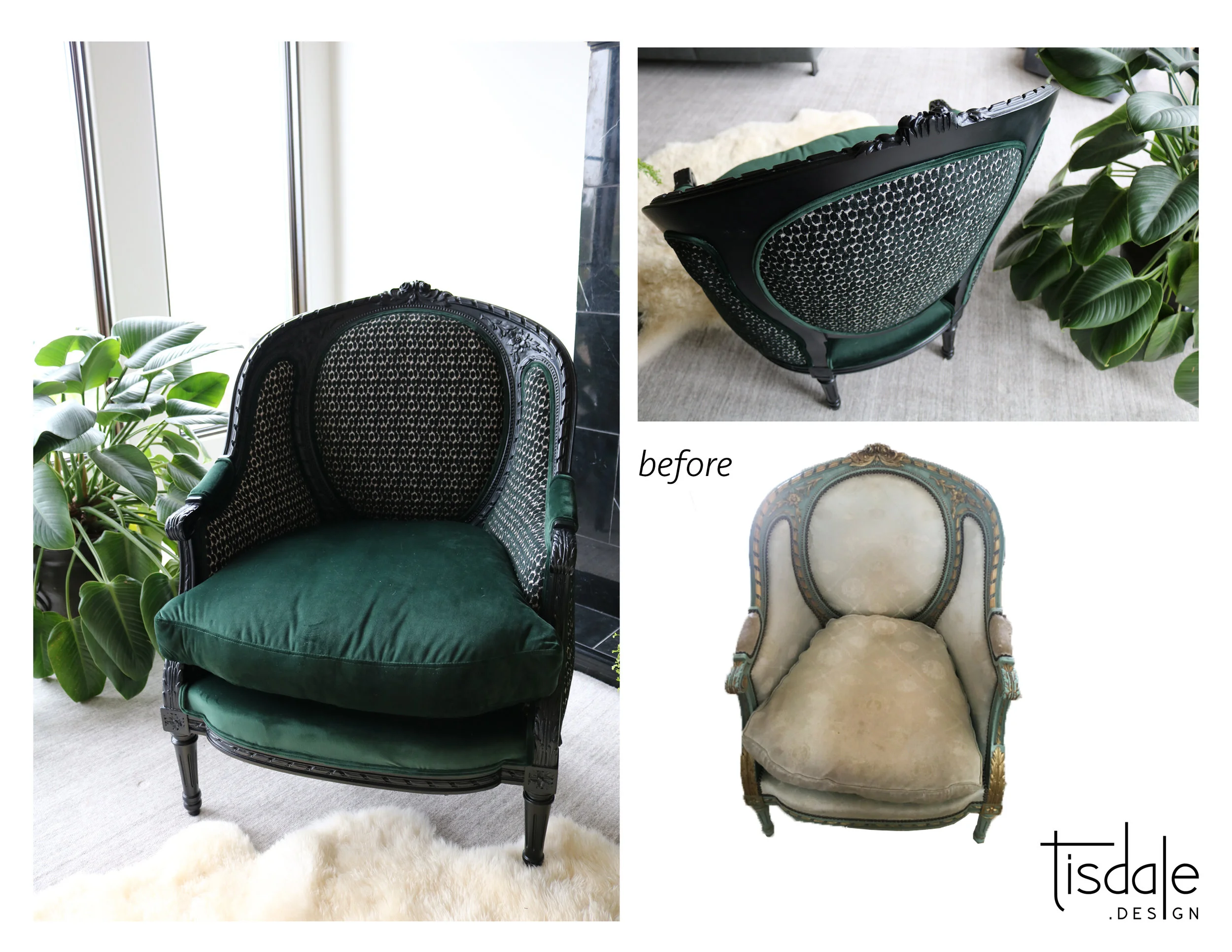 Vintage French Louis XV Style Barrel Back Bergere Chair