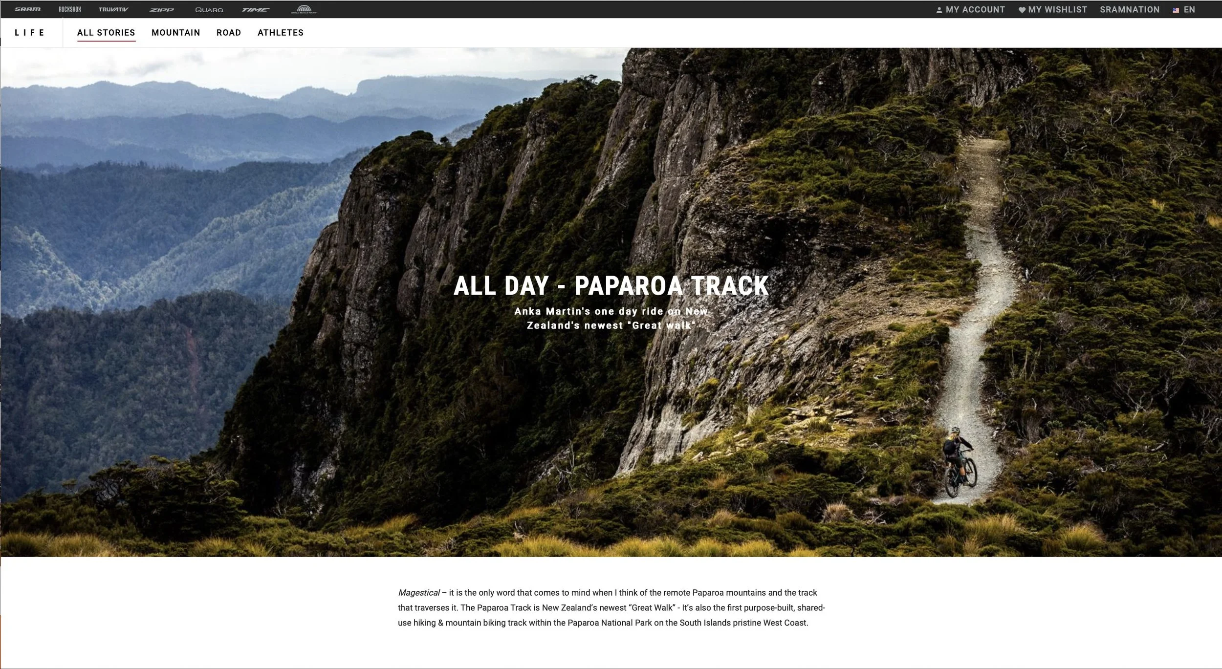 SRAM AXS ALL Day campaign Paparoa Track