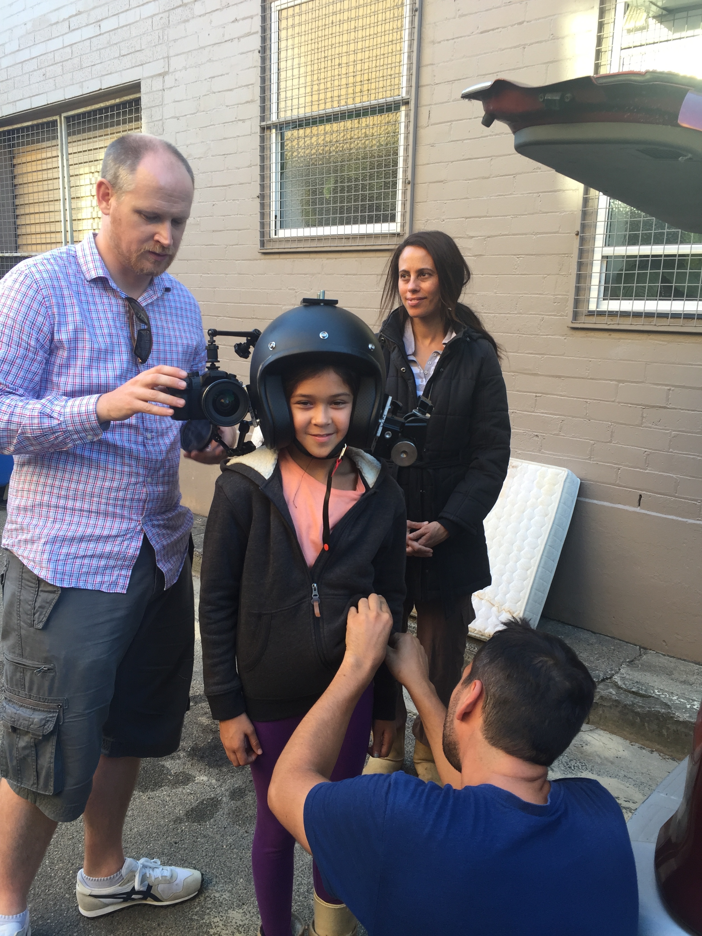 Actors Layla and Verna preparing for the Child poverty scene