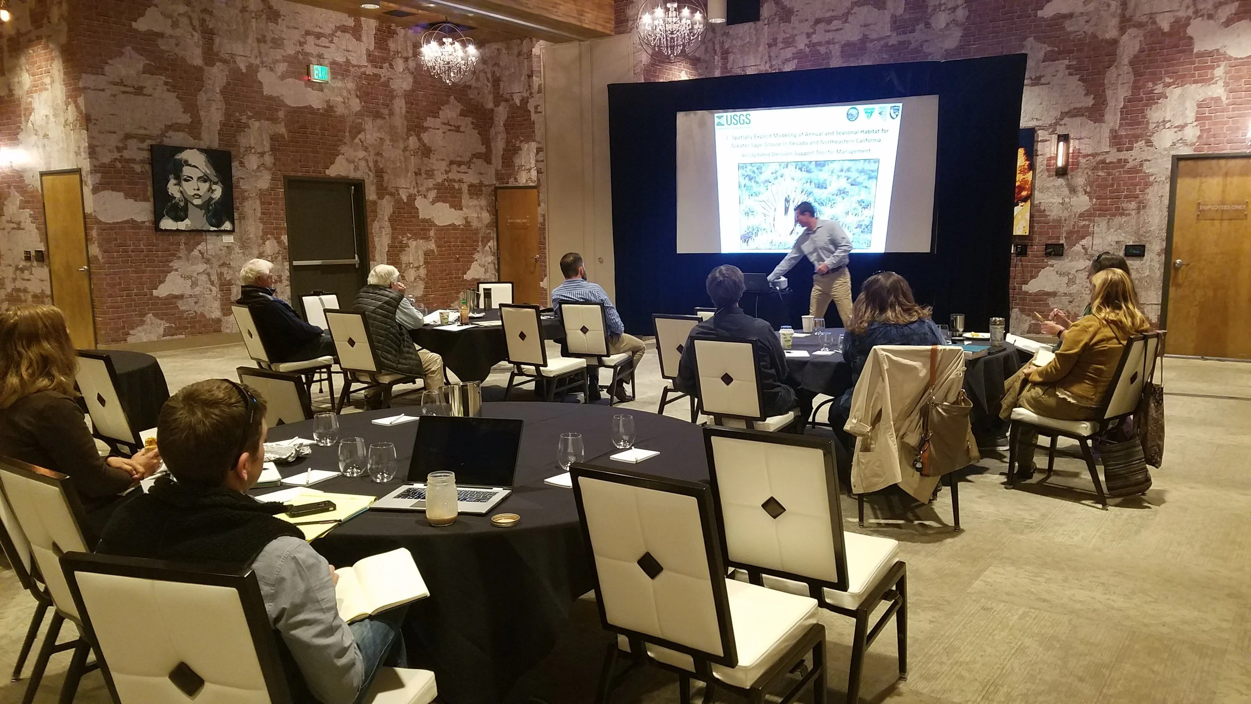 Pete Coates holding a Greater Sage-Grouse workshop. Photo by Martin Swinehart.