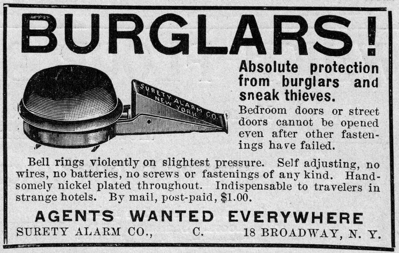 Ad for Surety Alarm Co. in the February 17, 1906 issue of the Literary Digest
