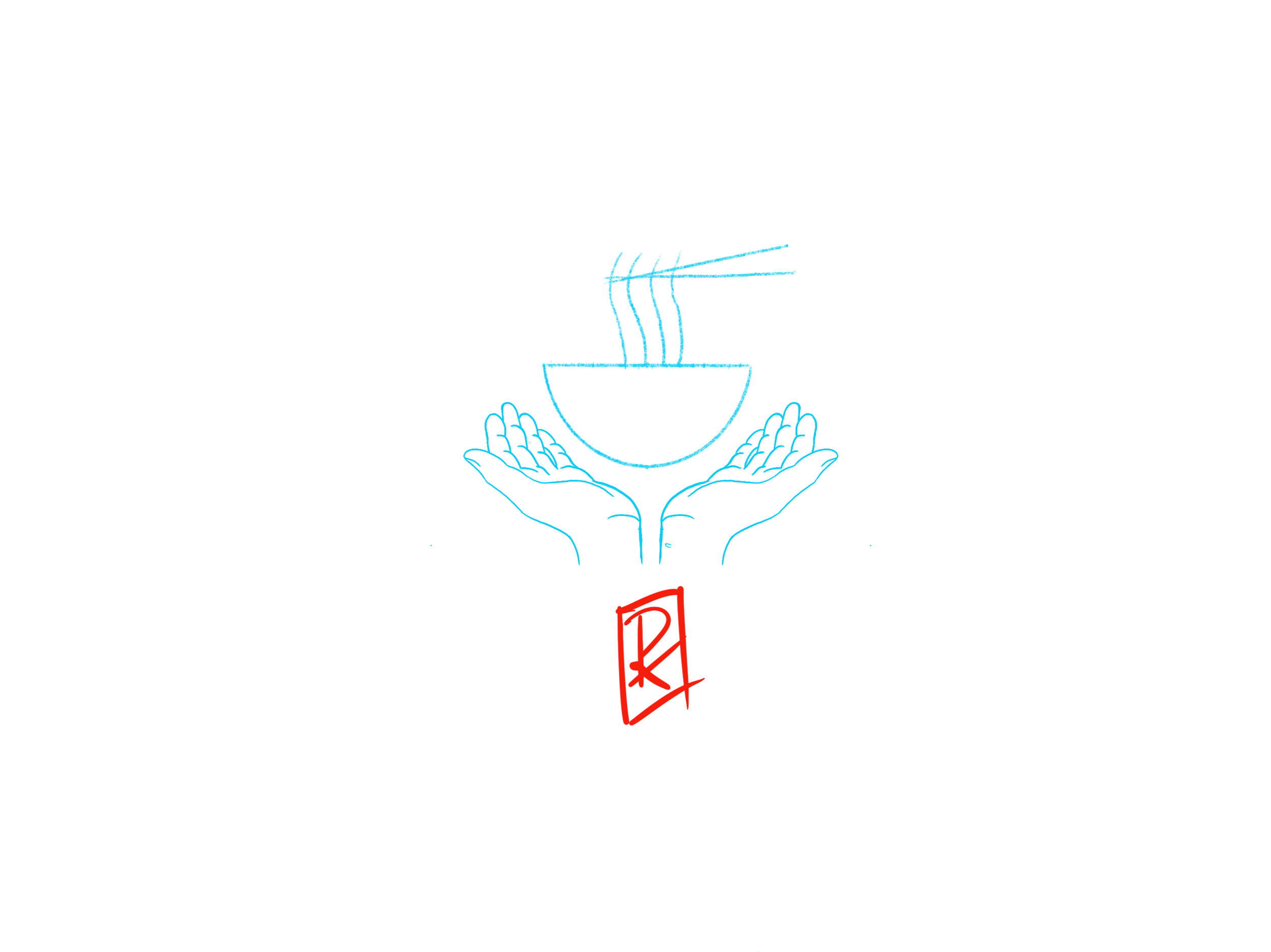 Fig. 6 - Hands with Soup Bowl and Stamp Overlay