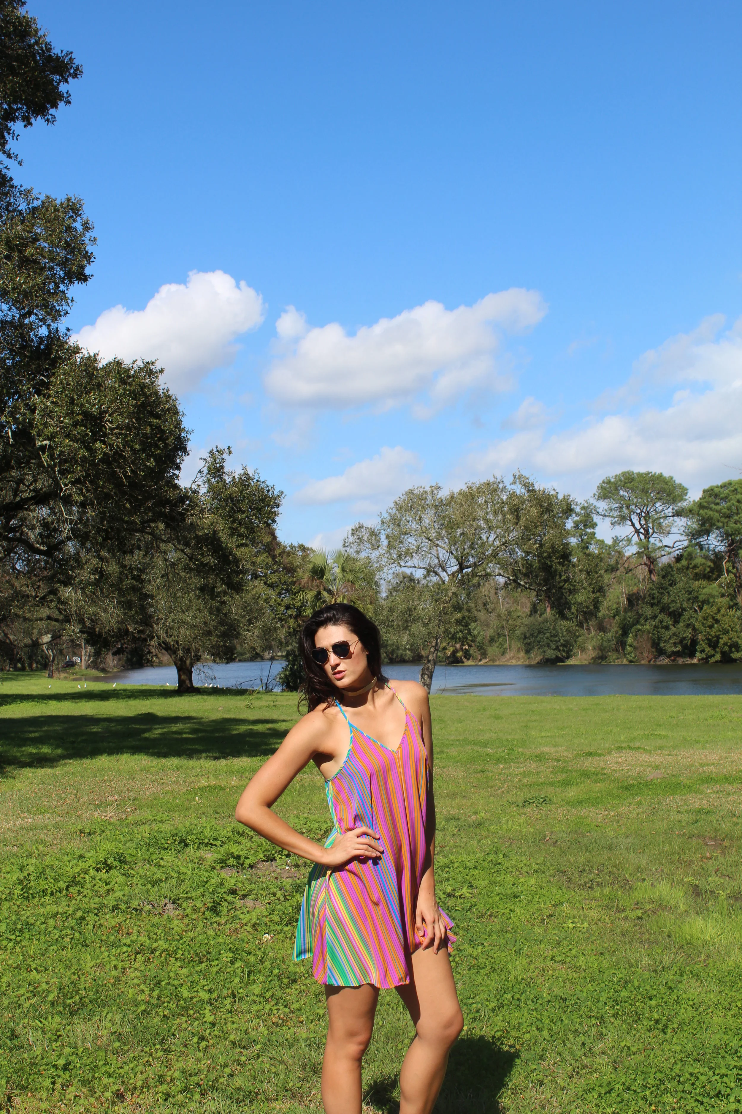 LE TOTE - Au Amanda Uprichard Multi Stripe Dress $54 & Noir Luxe Mesh Gold Choker $13