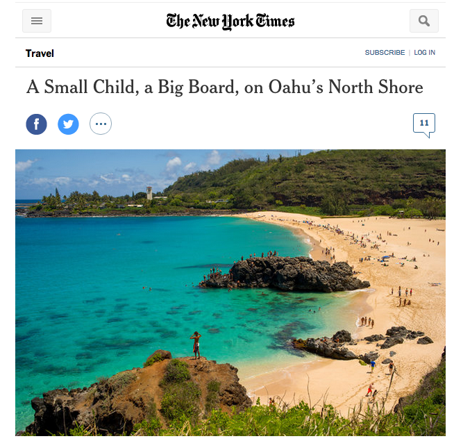 New York Times- A Small Child, a Big Board, on Oahu’s North Shore