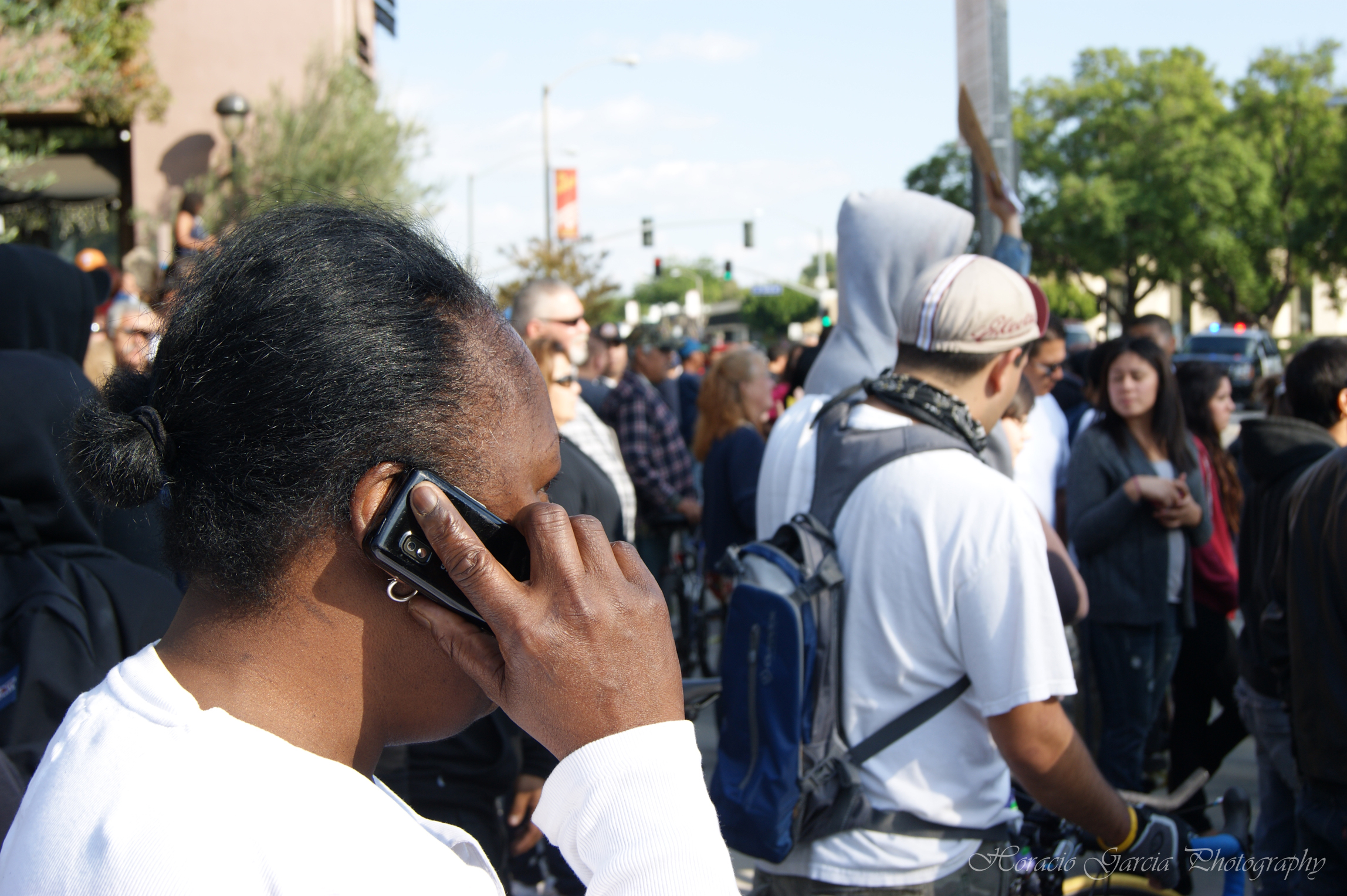 This woman was speaking to someone who couldnt believe what was going on until I started shouting into the phone to help her out. She handed me the phone. I quickly described the scene to the stranger at the other end
