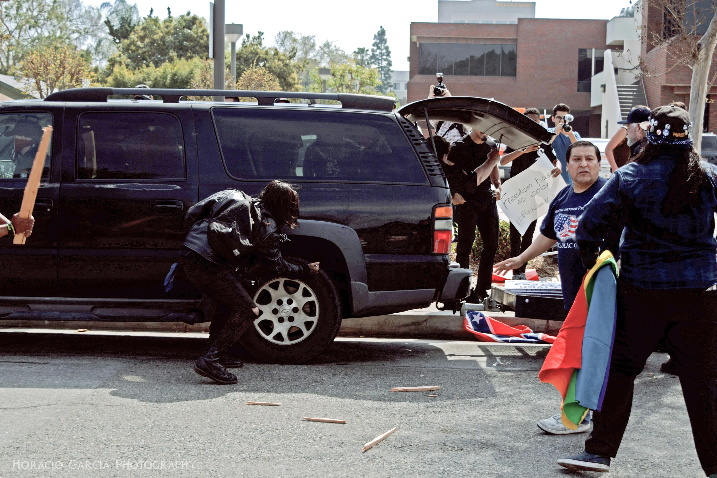 Things get violent in Anaheim, CA after Klans Members arrive at Pearson Park for a KKK rally, being welcomed and outnumbered by protesters.