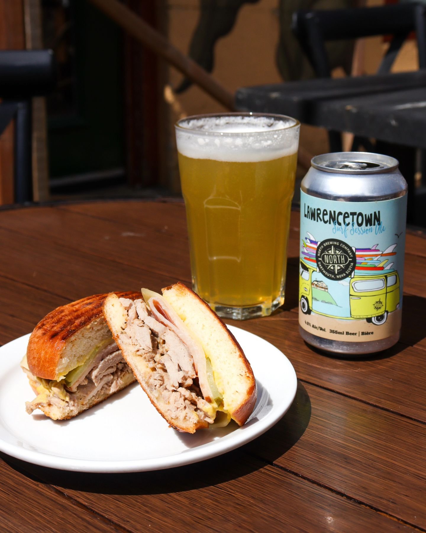 Cubanos are back on special this weekend! 💥 Roasted pork tenderloin, ham, Swiss cheese, dill pickles, dijon, and garlic butter on a house-made milk bun. 🍖🧀🥒🥪 Come enjoy it on our patio with a beverage&mdash;it's going to be a beauty of a weekend