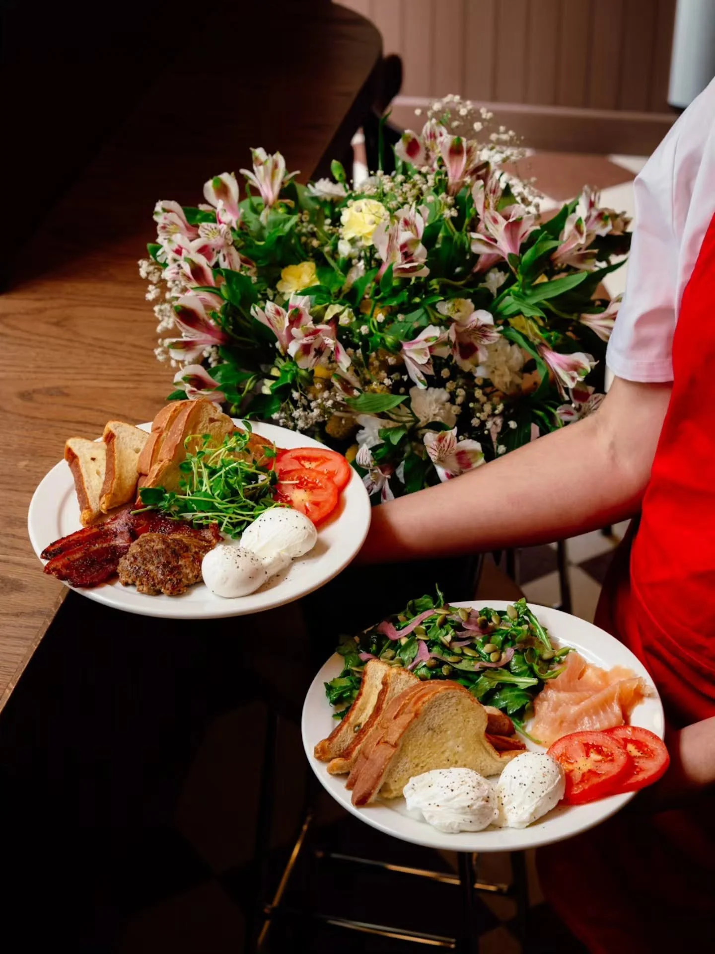 Open regular hours all Labour Day weekend, with the perfect long weekend breakfast to go with it.

Our traditional breakfast plate: two soft poached eggs, toast, fresh tomato, and your choice of house bacon, house sausage, smoked salmon, avocado, sal