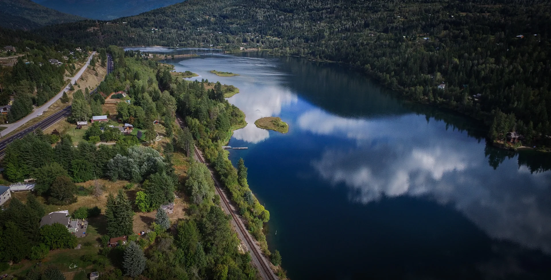 Aerial View of Kootenay River - at Taghum B.C.