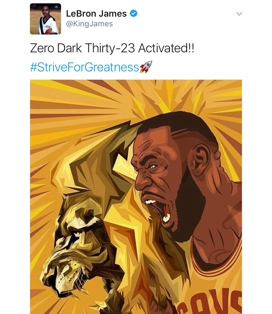 Lebron James Posts Elliot Gerard and John Boyce's Fansided Artwork As his Zero Dark Thirty 23 Post