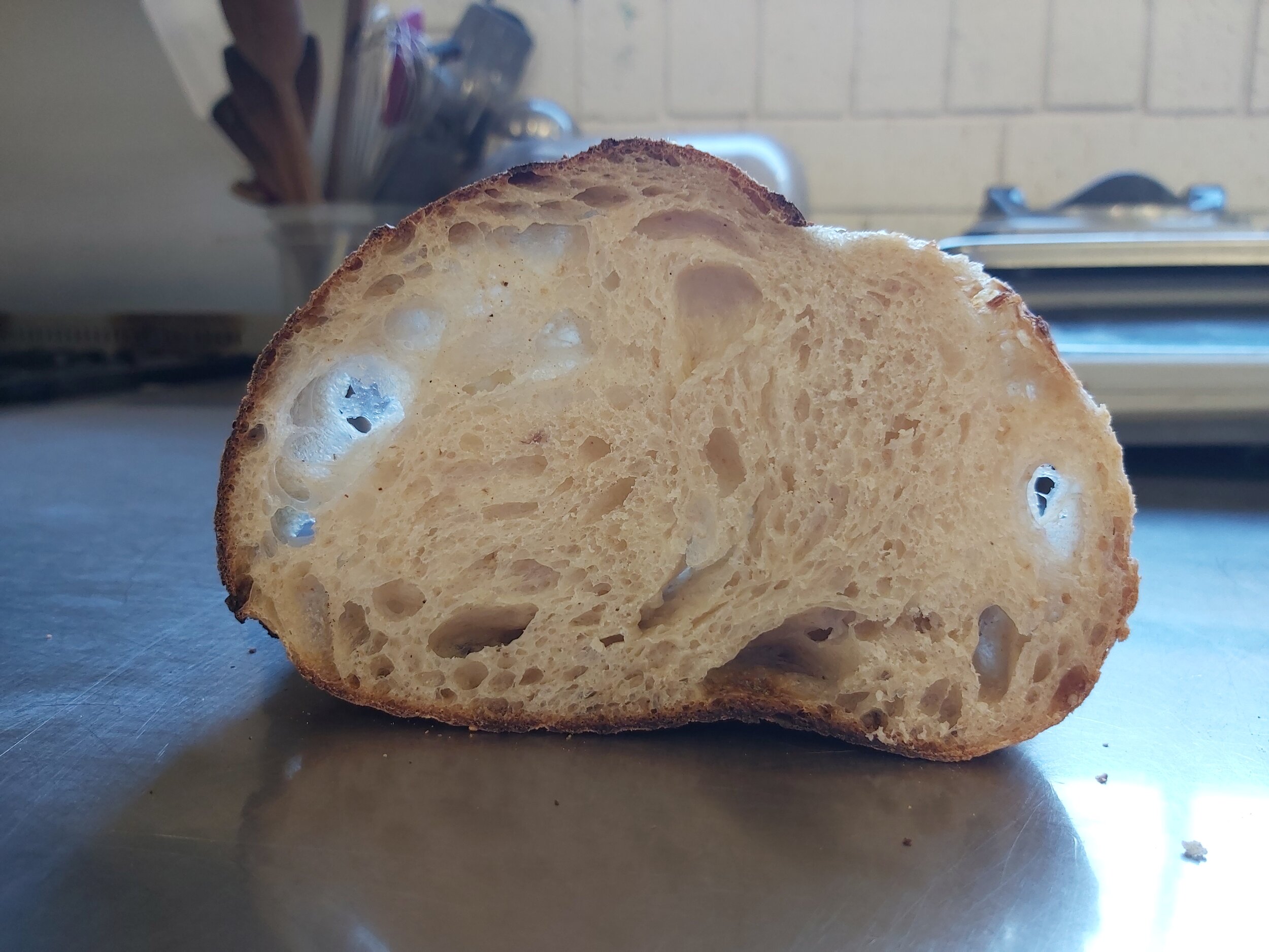  Crumb Shot of the Spelt and Wheat sourdough 