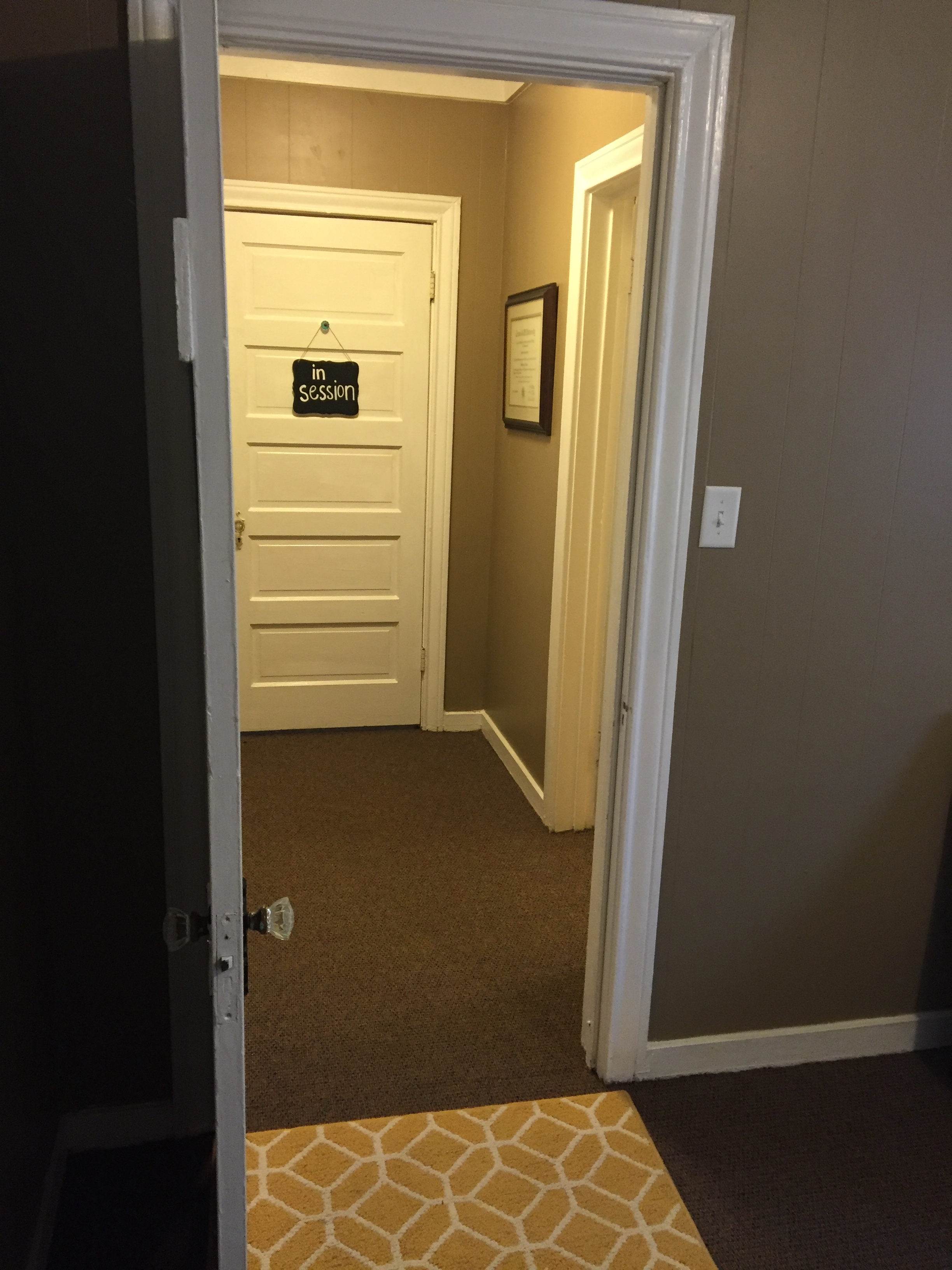 Hallway to bathroom and counseling room