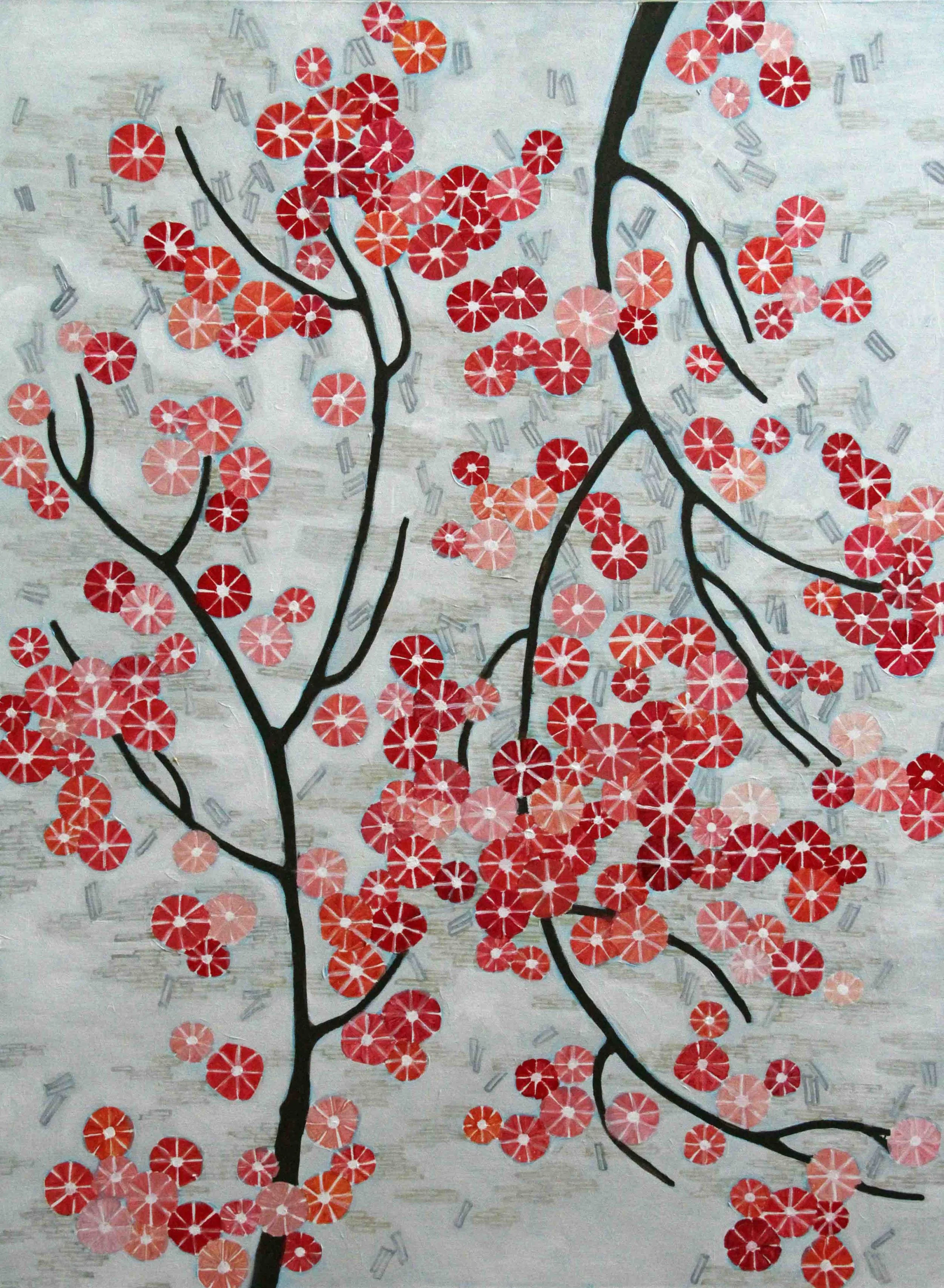 cherry blossoms on gray
