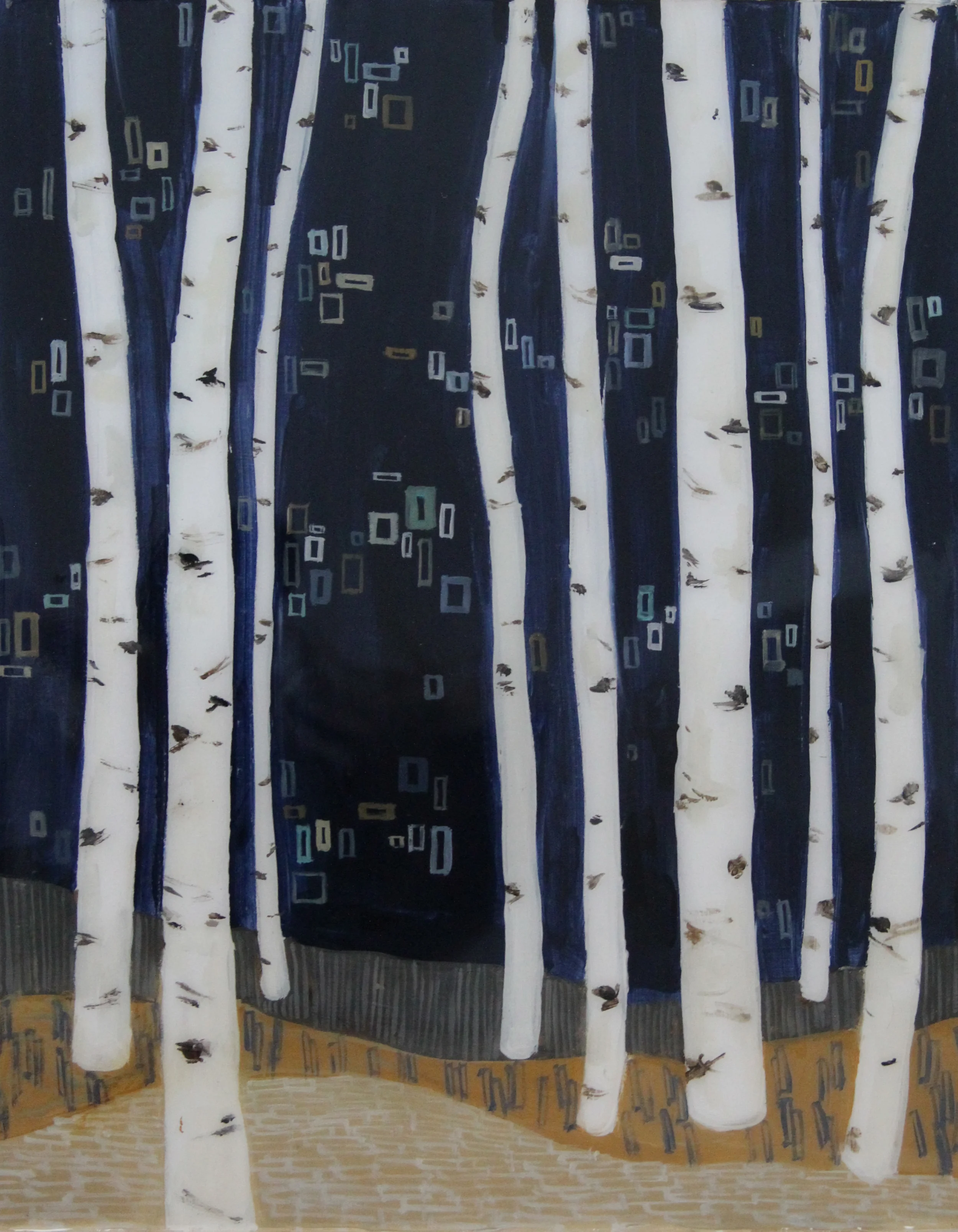 night aspens on wood