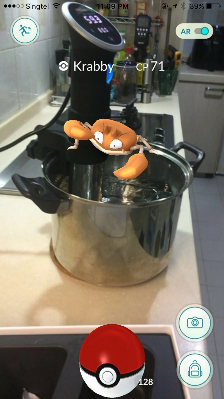 A friend of mine playing with the VR option in the Pokémon Go app.