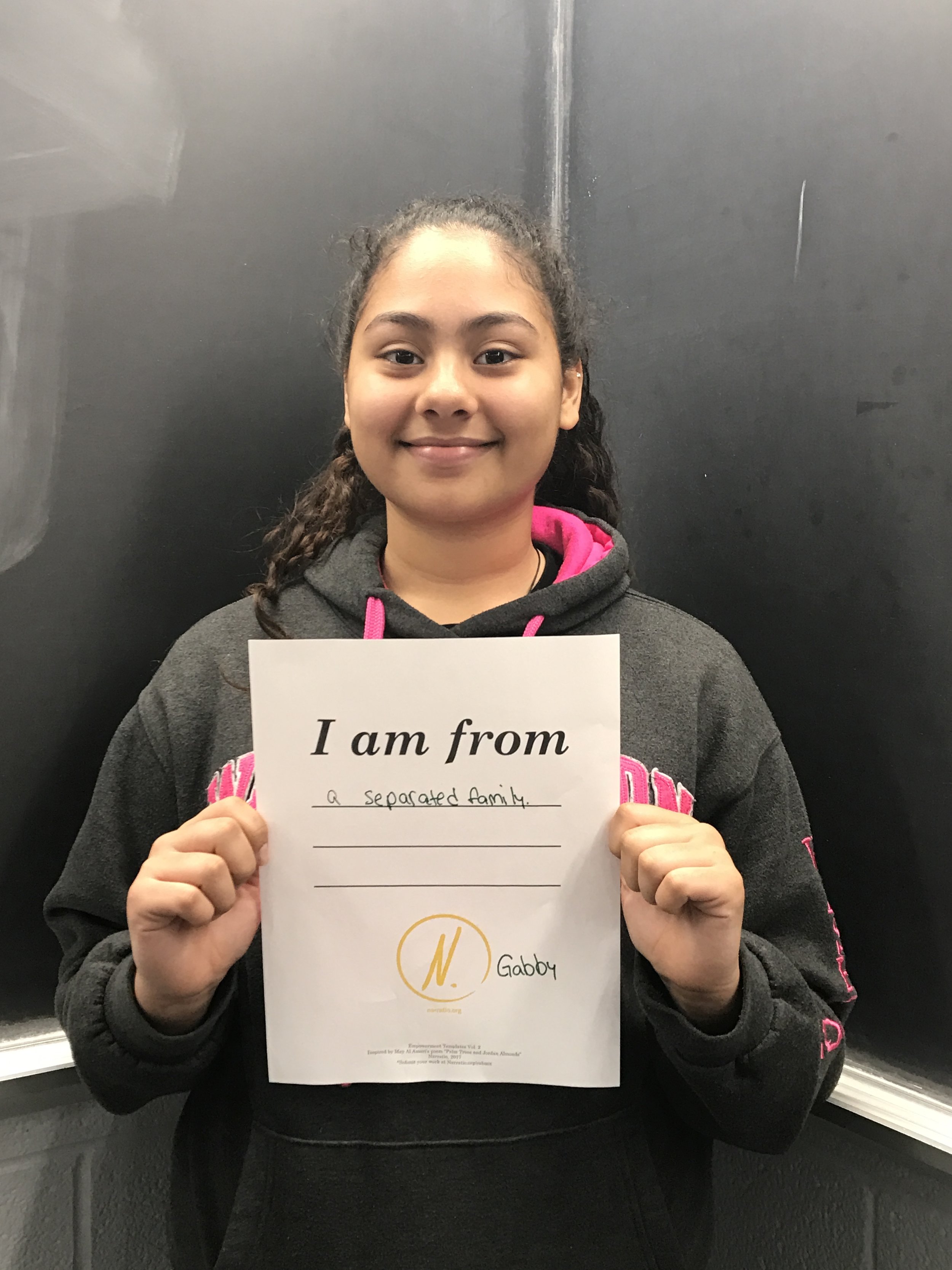  "I am from a separated family."&nbsp;   Gabby, 15  