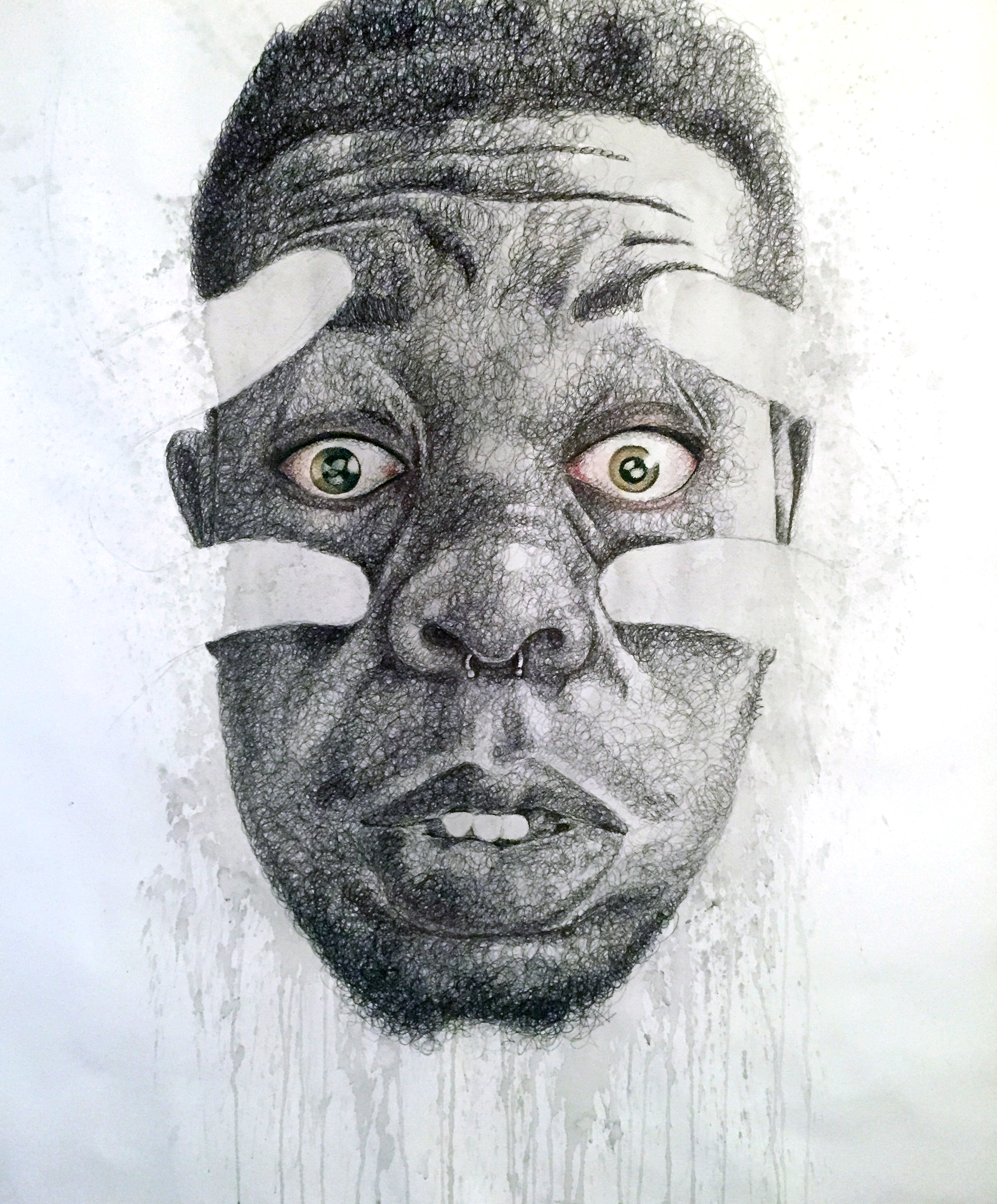 Untitled (2016) Ballpoint pen and Acrylic 22’’ x 30’’ 2016