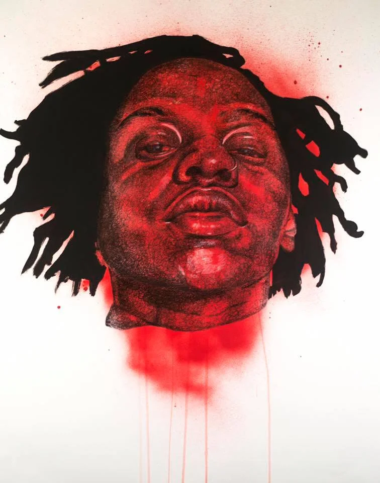 We Can’t Breathe #4 Ballpoint Pen, Spray paint, and Colored Pencil 22’’ x 30’’ 2017