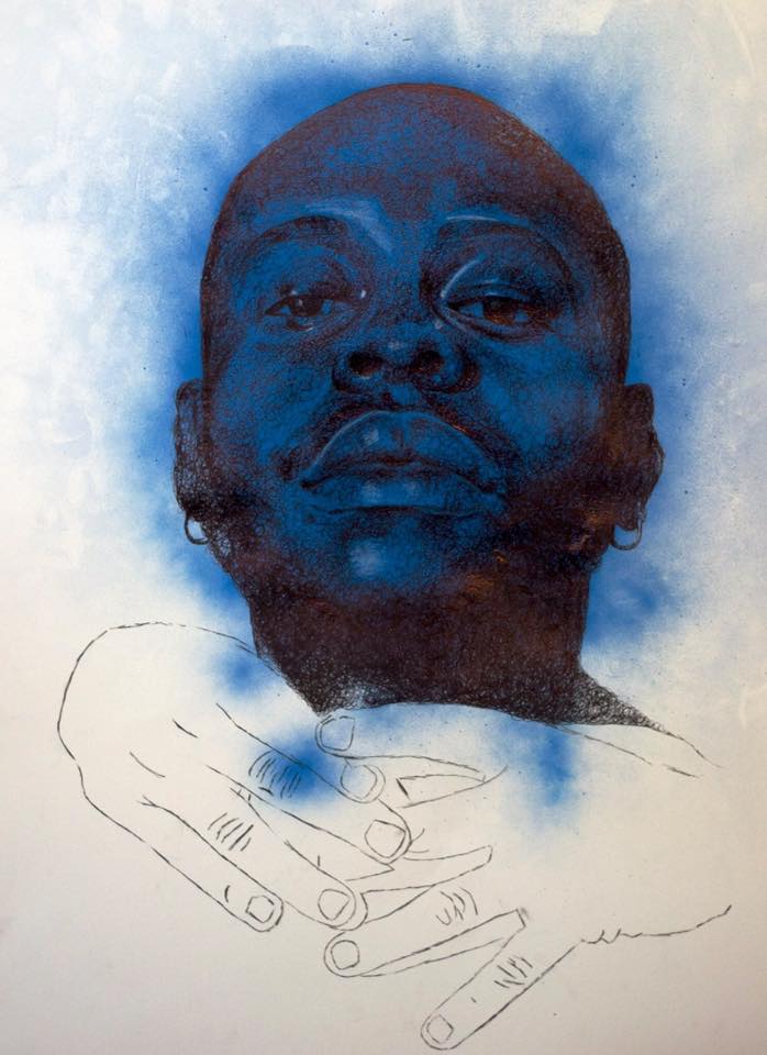 We Can’t Breathe #3 Ballpoint Pen, Spray paint, and Colored Pencil 22’’ x 30’’ 2017