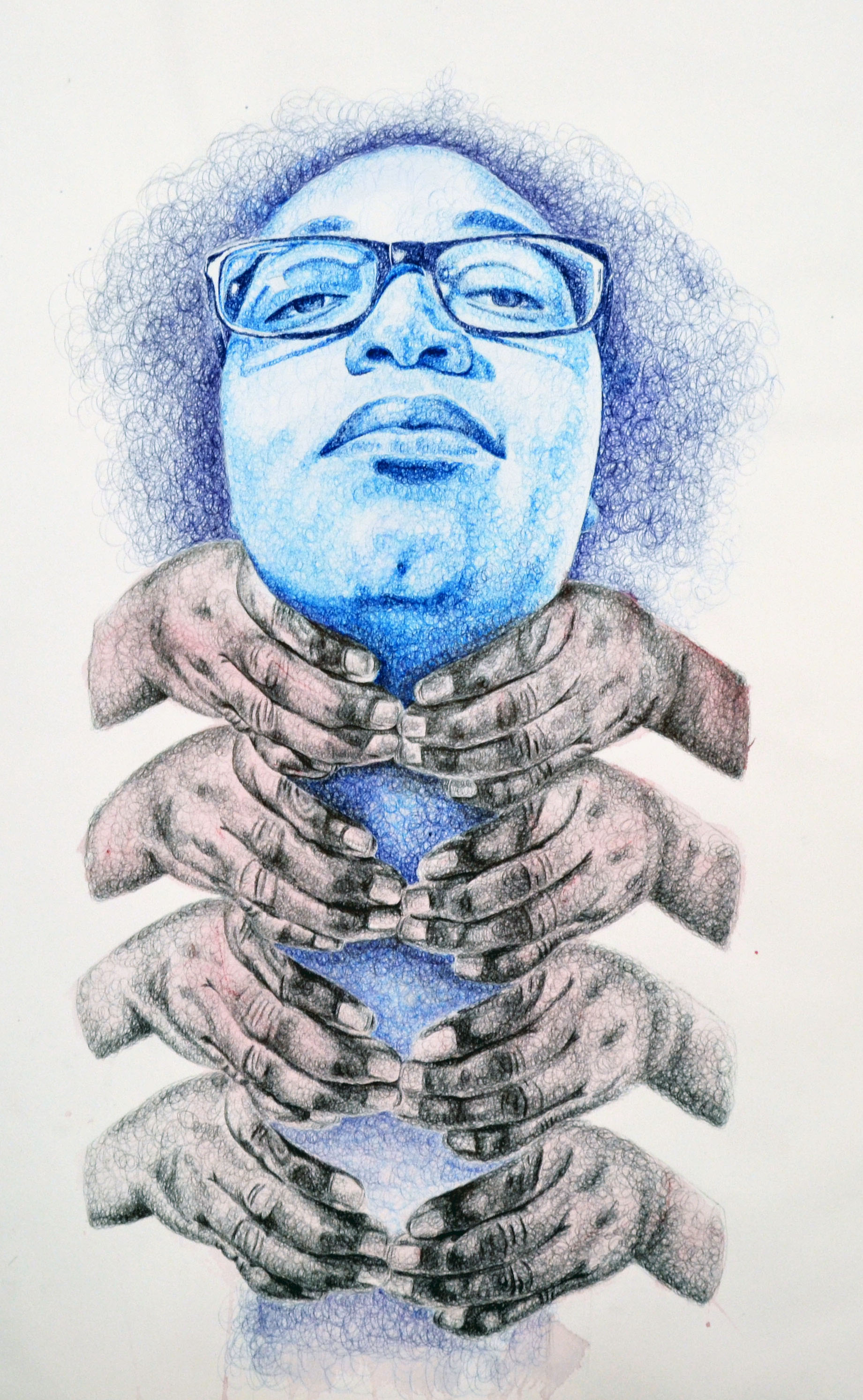We Can’t Breathe #1 Ballpoint Pen, Gouache, and Colored Pencil 22’’ x 30’’ 2016