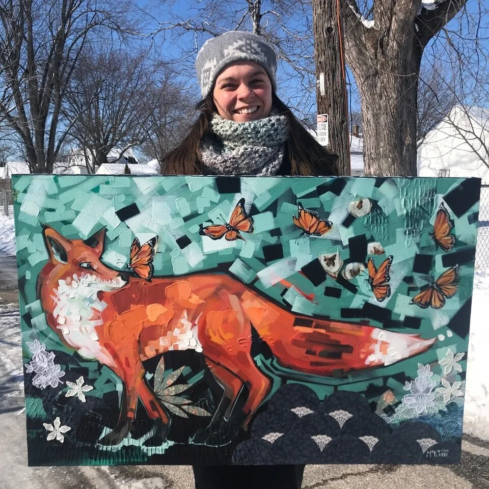 Ihde in her element(s). Piece: Fox &amp; Monarchs  - Photo provided.