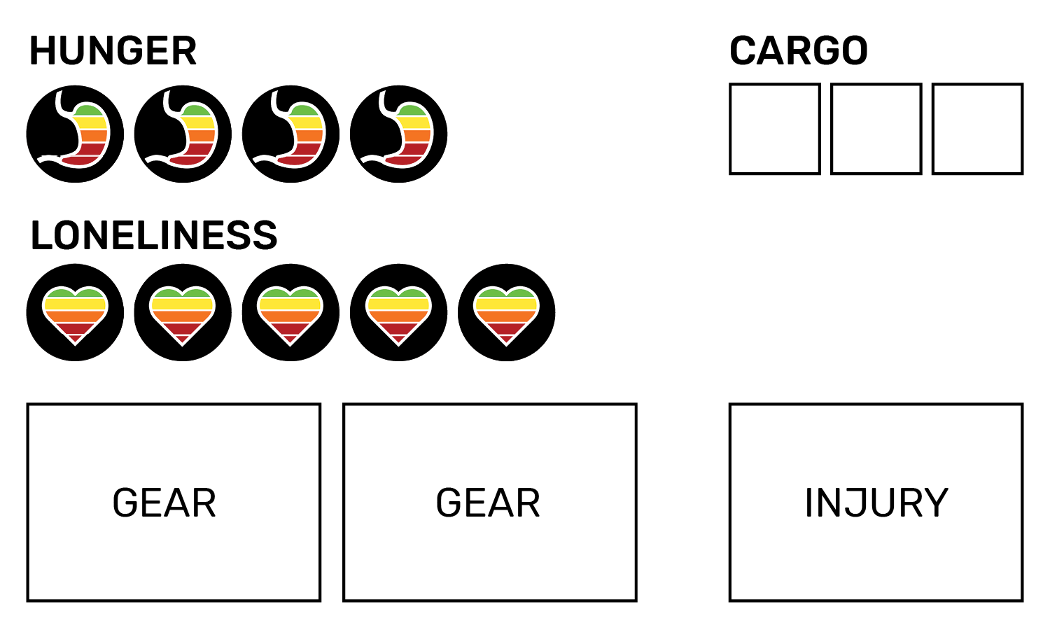 A sample player mat for Far Away's explorers.