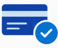 Digital identification card with a blue checkmark icon indicating verification or authenticity