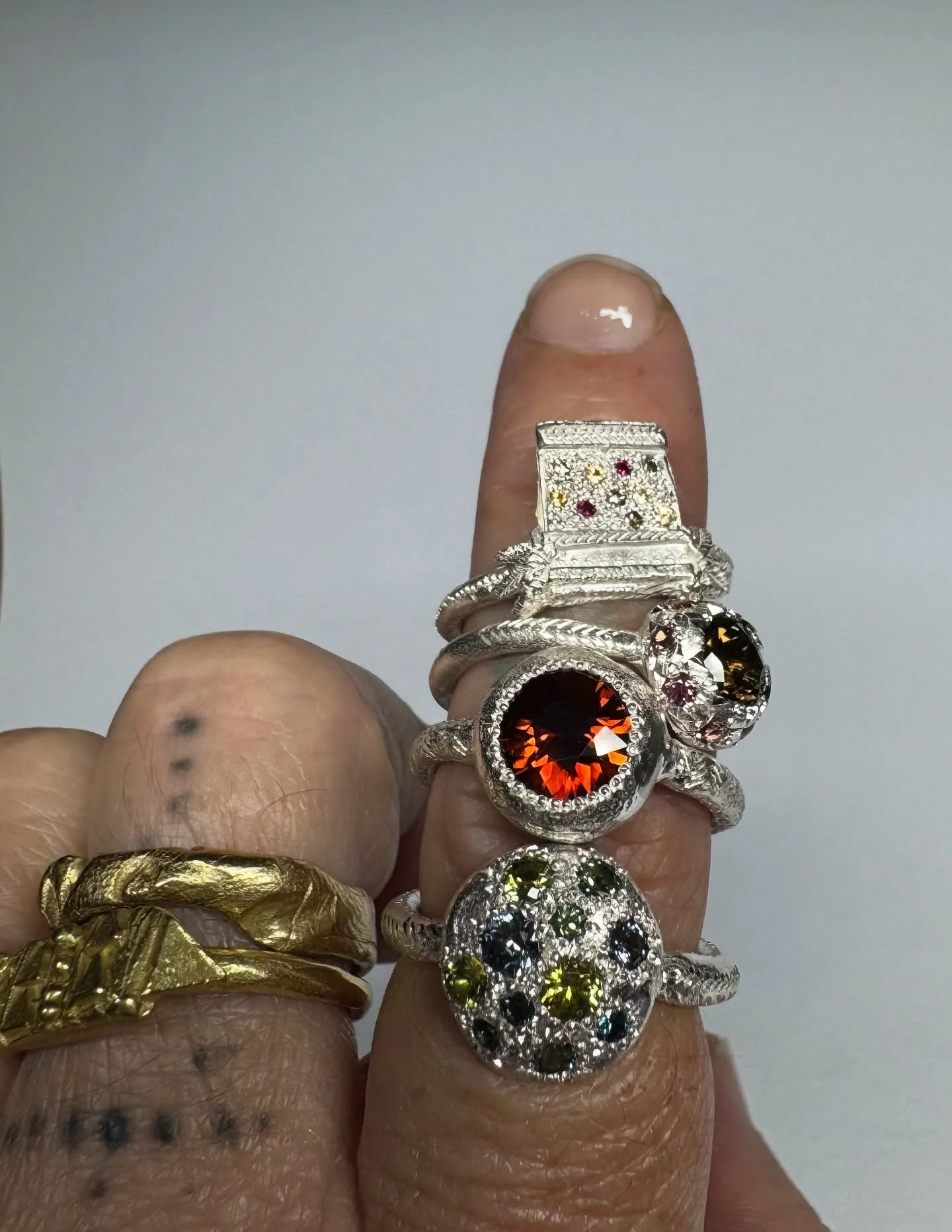 One-of-a-kind rings. Each piece features a natural gemstones, chosen for their unique colours.

(Including something special coming soon&hellip;)

A selection of these rings has just been added to the online store, and one has already found its speci