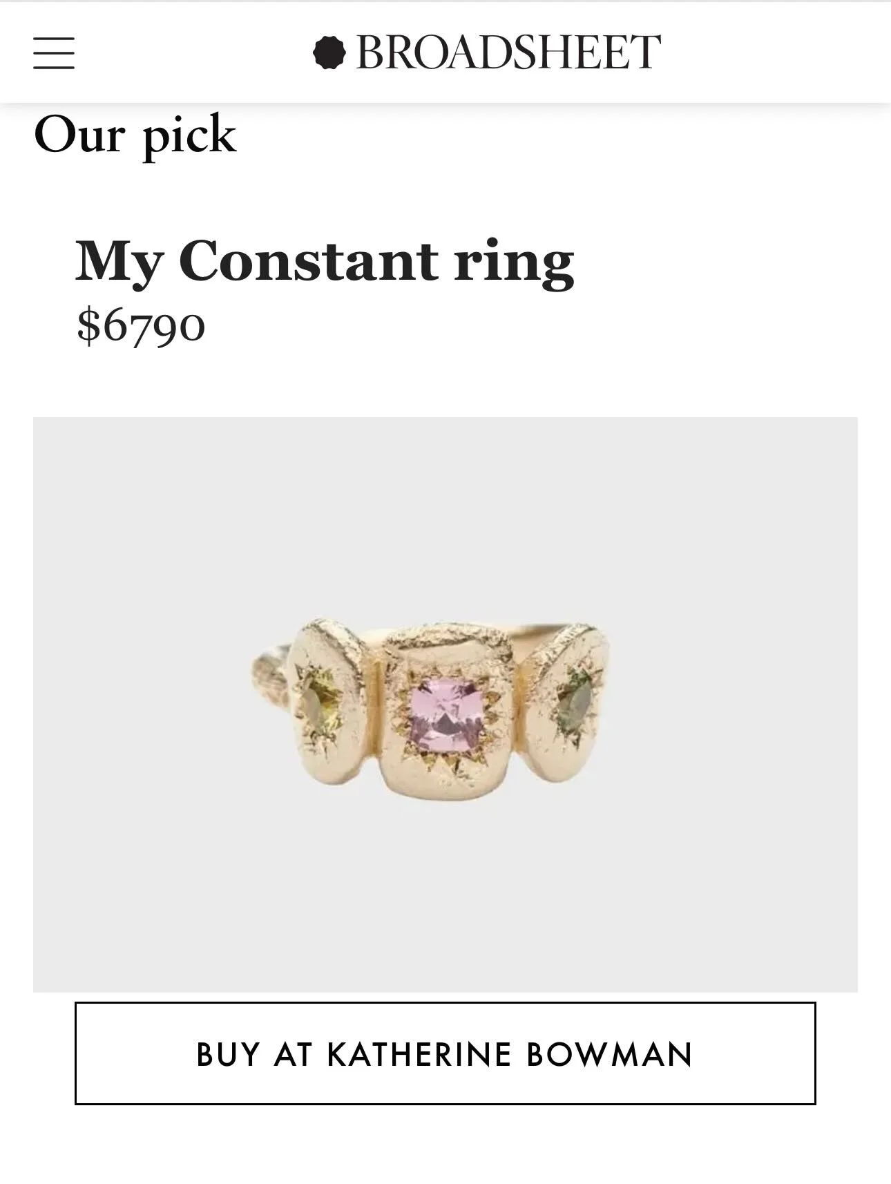 Thank you @broadsheet_melb for including me in your list of &ldquo;The Best Aussie Jewellers for Engagement Rings&rdquo;! 
It is so greatly appreciated.

#engagementring #weddingrings #handmade #bespoke #jewellery #katherinebowmanjewellery