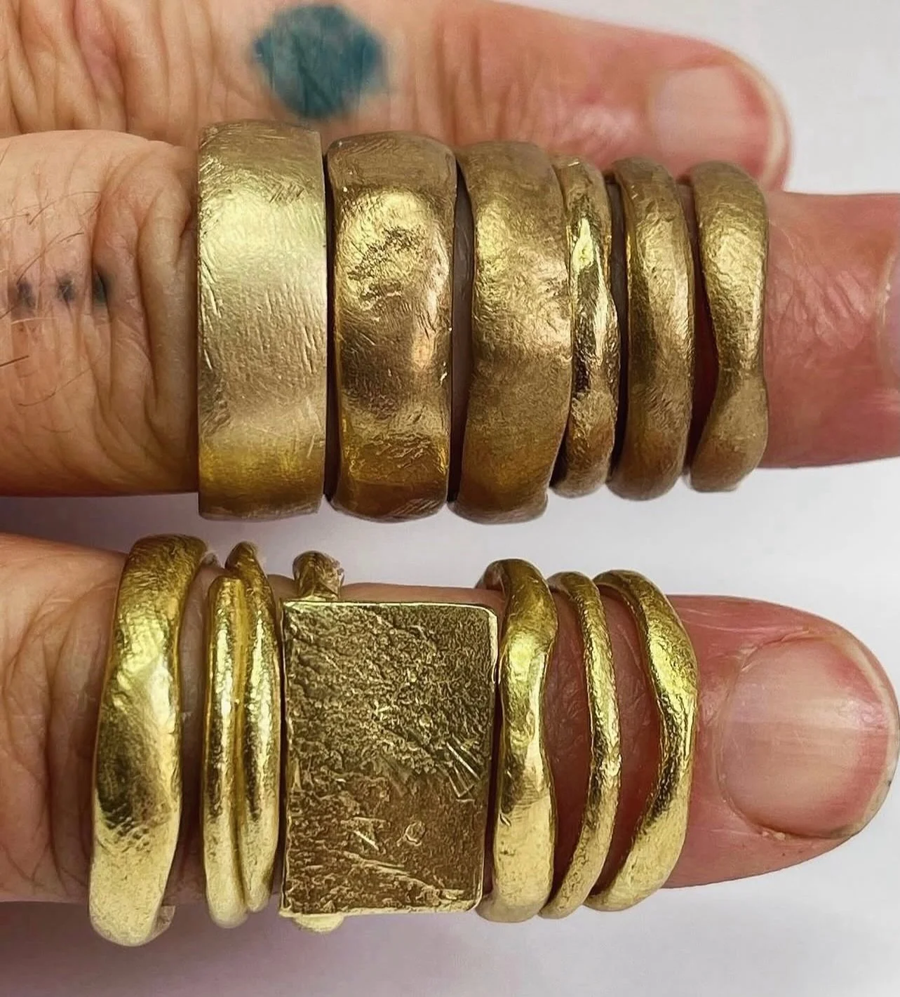 When I first started making wedding rings many years ago, I wanted to make simple, worn-looking rings, as if they had already lived a life and were now starting a new one. 
I didn&rsquo;t want to make rings that looked perfect. Life and relationships