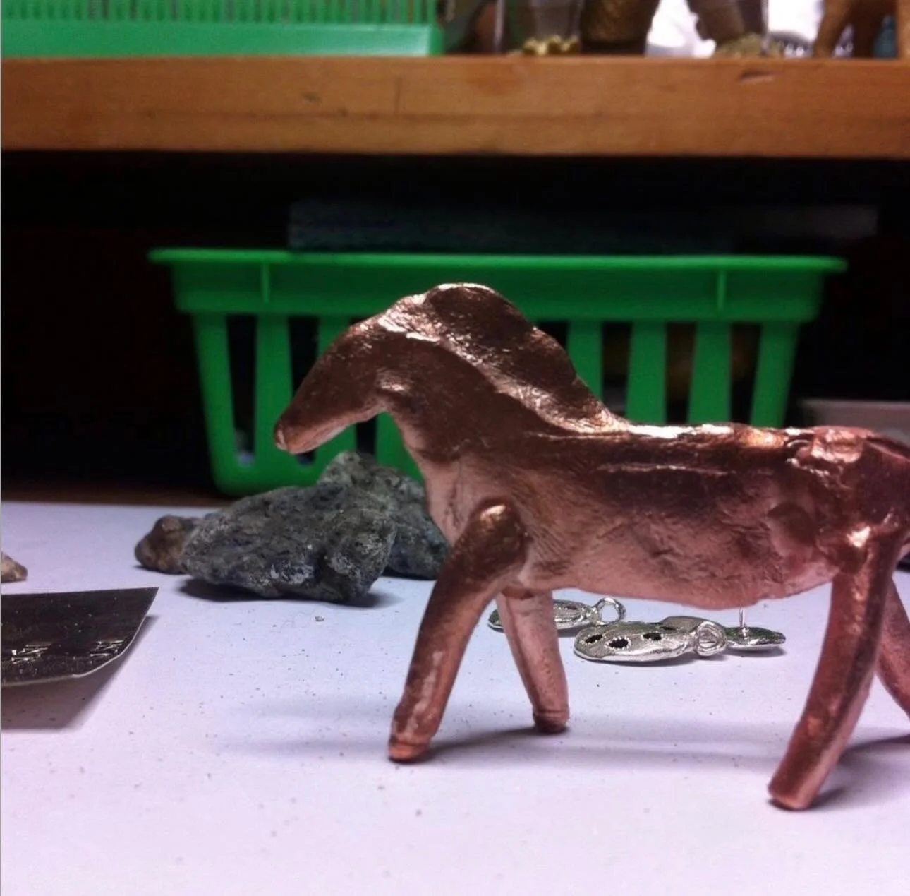 From the archives.

Bronze horse on my bench. I called these small figures, votives. Small enough to carry. 

#votive #horse #bronze