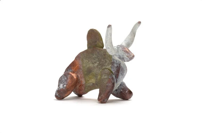 Votive.
Bronze, enamel paint.
c.60mm high
From an exhibition in 2015 @egetal :

What I saw when I went away
5th - 24th October 2015
e.g.etal
Celebrating her 20th year of making jewellery, Katherine Bowman brings together her full complement of skills
