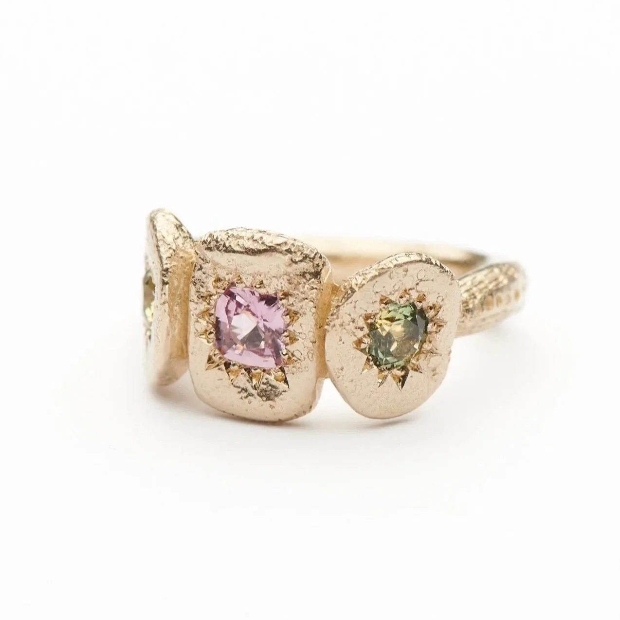 Handmade 9ct yellow gold My Constant Ring.

There is only one of these rings, set with a unique selection of sapphires - The My Constant Ring is available online now. Link in bio. Please get in touch if you would like to arrange a time to try this on