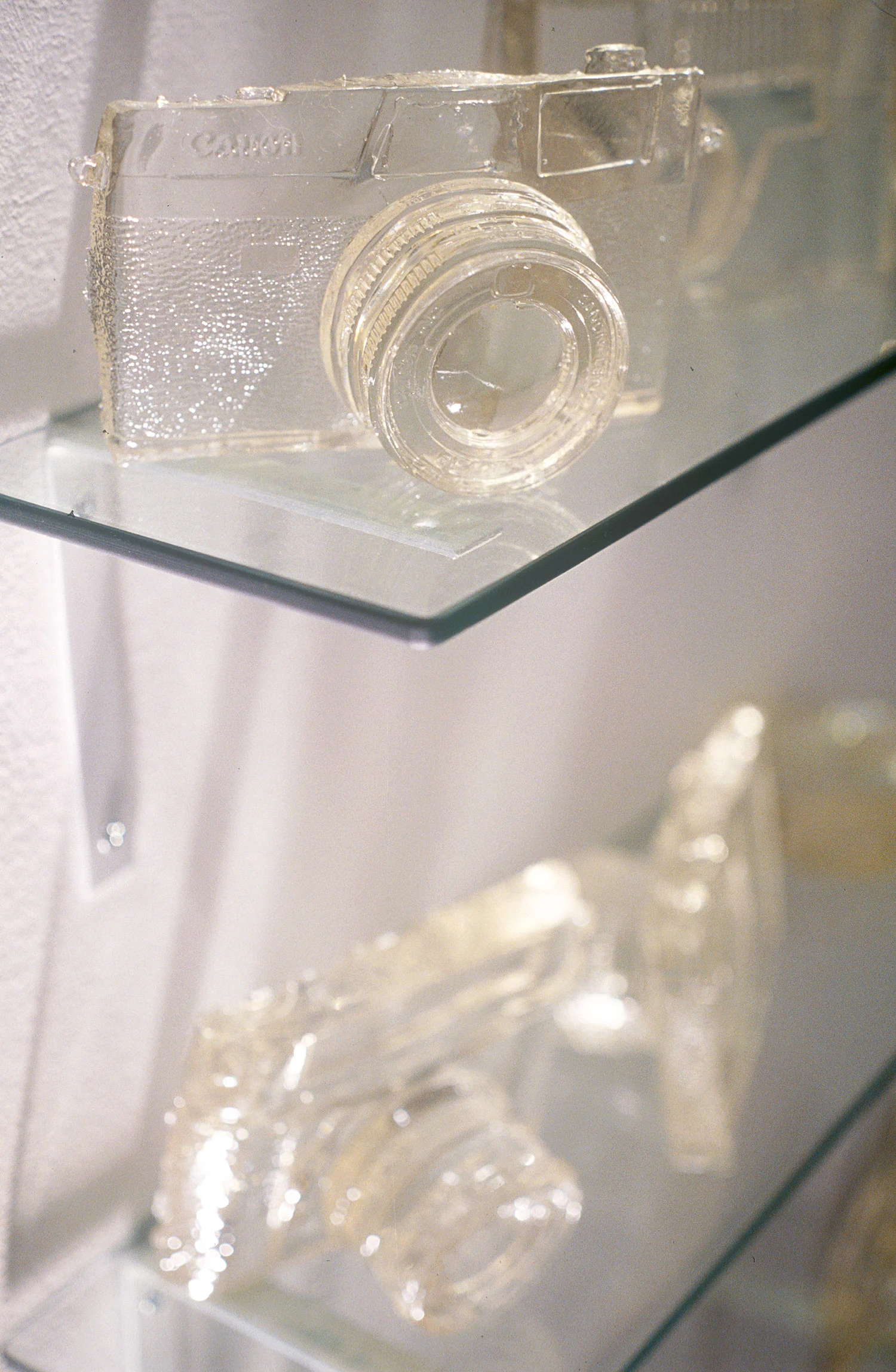 Resin cameras, Penelope Davis, 1997, installation detail, resin, glass