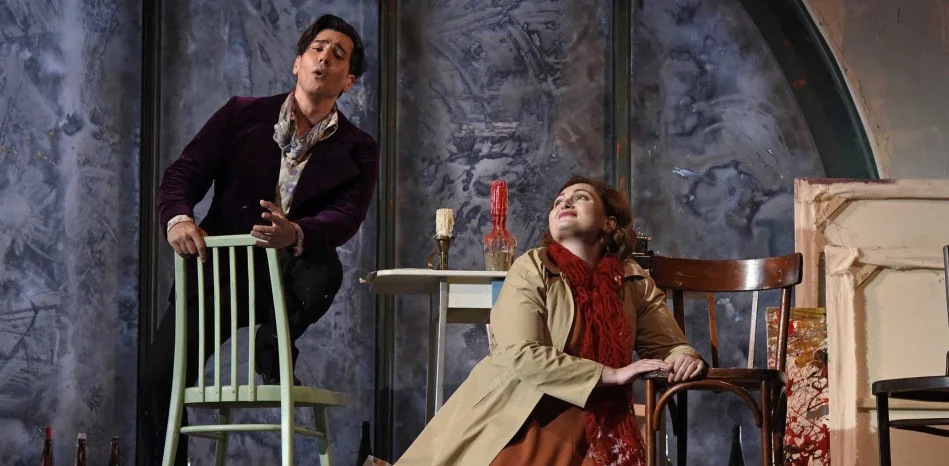 Leonardo Capalbo and Zarina Abaeva in a scene from La bohème .