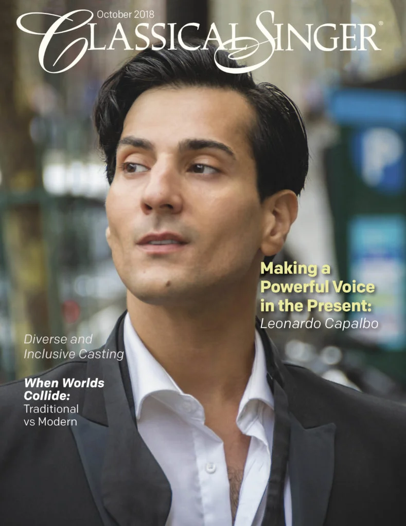Leonardo Capalbo on the October 2018 issue of Classical Singer Magazine