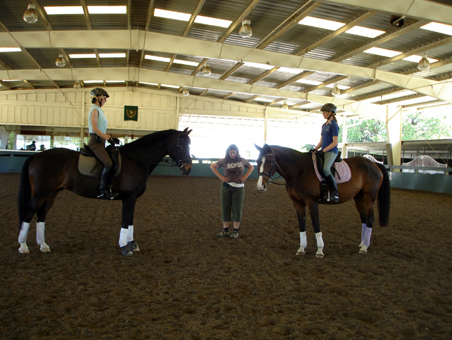  Pilates Specialist Katrina working with riders to be aware of pelvic positioning while in the saddle 