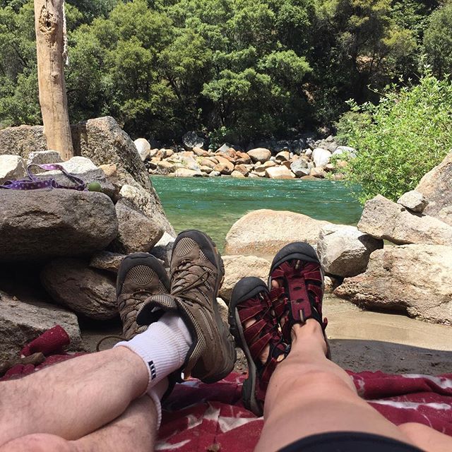 Chilling on our 10th wedding anniversary at the Yuba river.