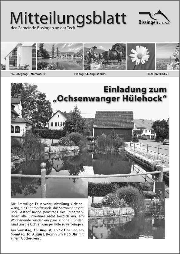 „Mitteilungsblatt“ der Gemeinde Bissingen an der Teck