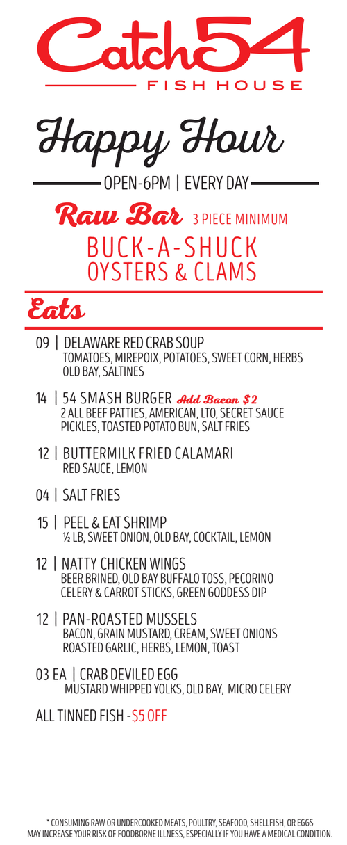 View Our Menu | Seafood Restaurant Fenwick Island | Catch 54