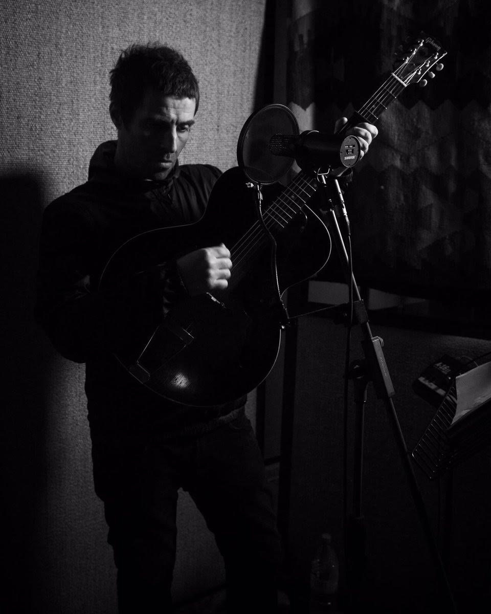 Liam Gallagher recording at Snap Studios. Image credit: @liamgallagher via Twitter.
