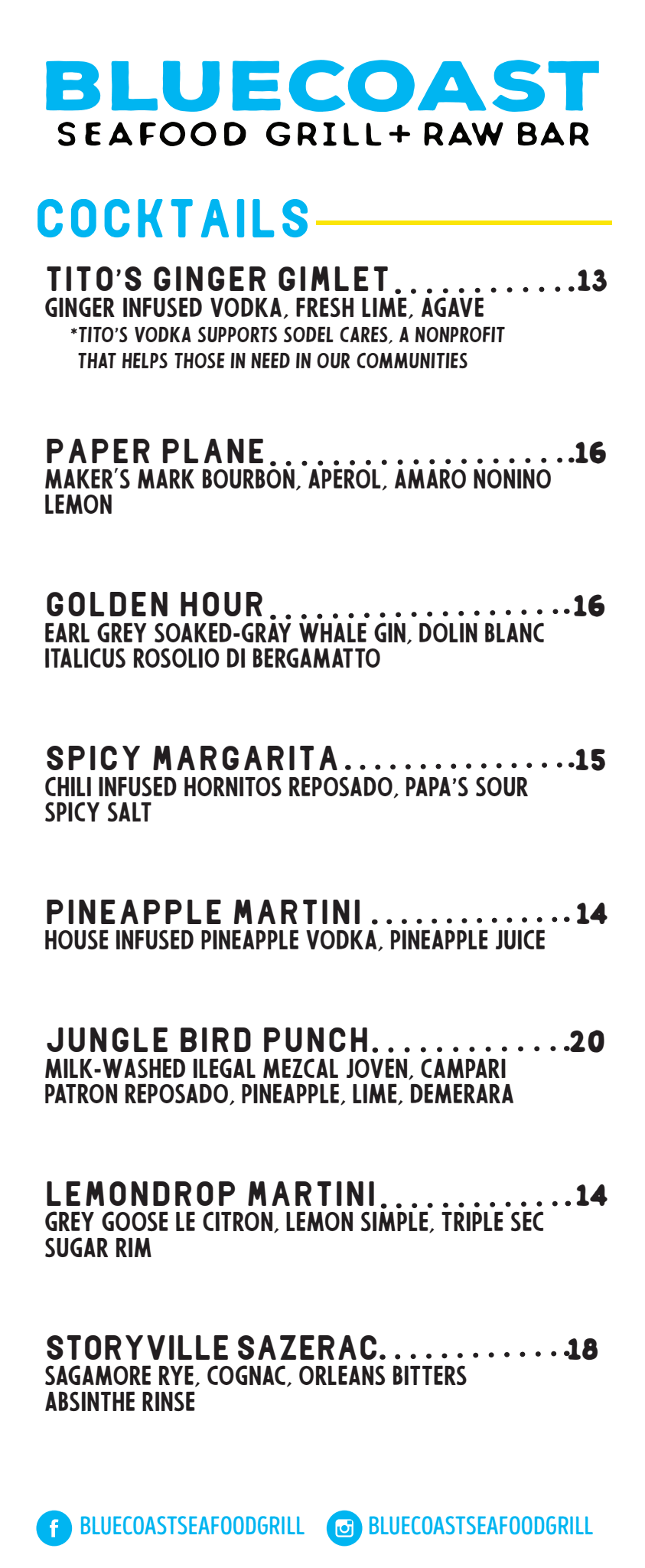 View Our Menu | Seafood in Bethany Beach | Bluecoast