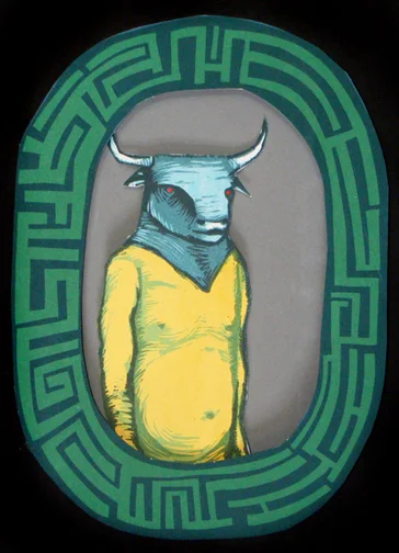 Minotaur pop out print