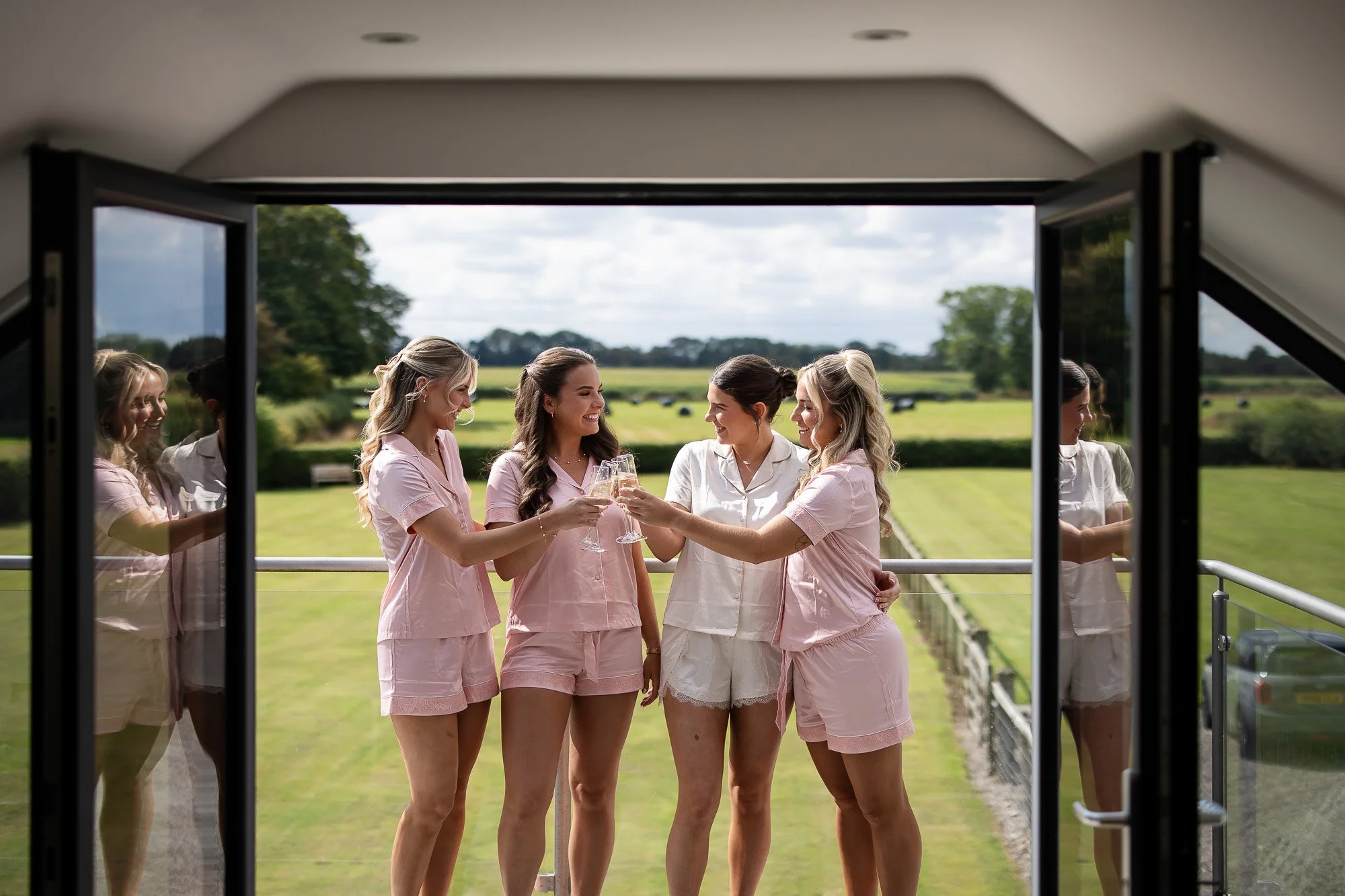 bridesmaids toasting