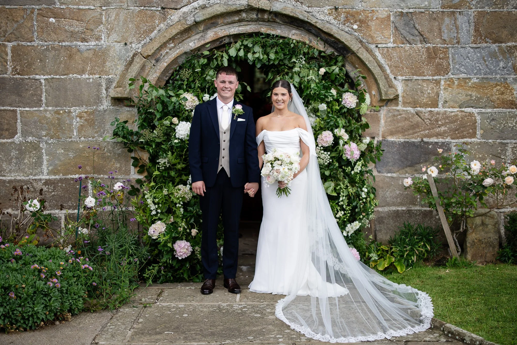 couple outside the church