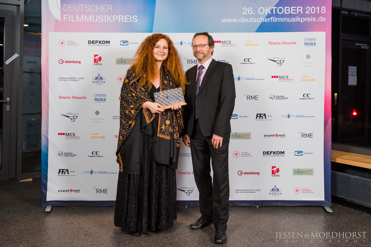 Martina Eisenreich und Prof. Dr. Georg Maas (Laudator). Foto: deutscherfilmmusikpreis.de , ©Jessen Mordhorst