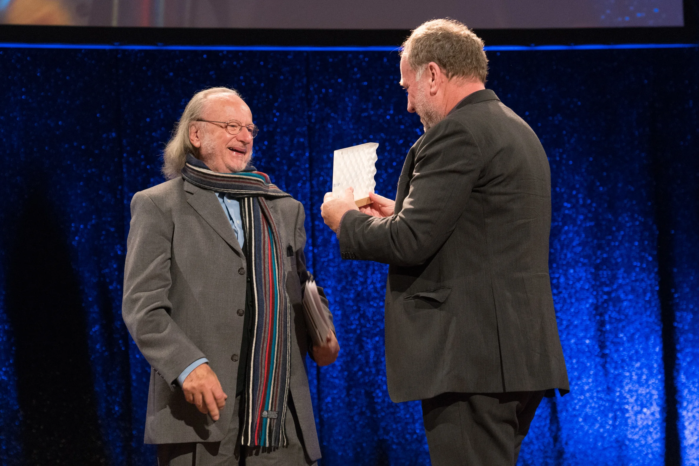 Peter Gotthardt (Ehrenpreisträger 2018) und Harold Faltermeyer (Ehrenpreisträger 2017). Foto: deutscherfilmmusikpreis.de , ©Joachim Blobel