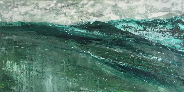 Deborah Freedman, “A Better World,” 2017, oil on canvas, 12” x 24”
